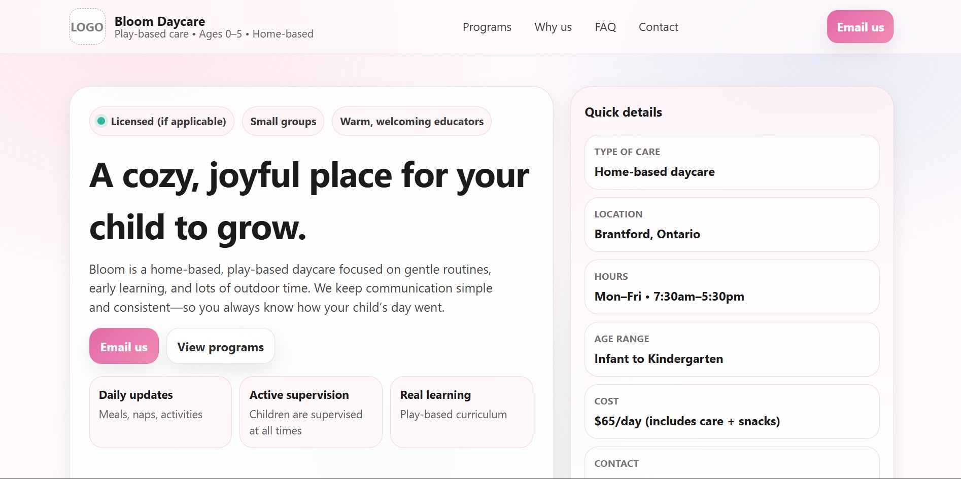 Bloom template preview