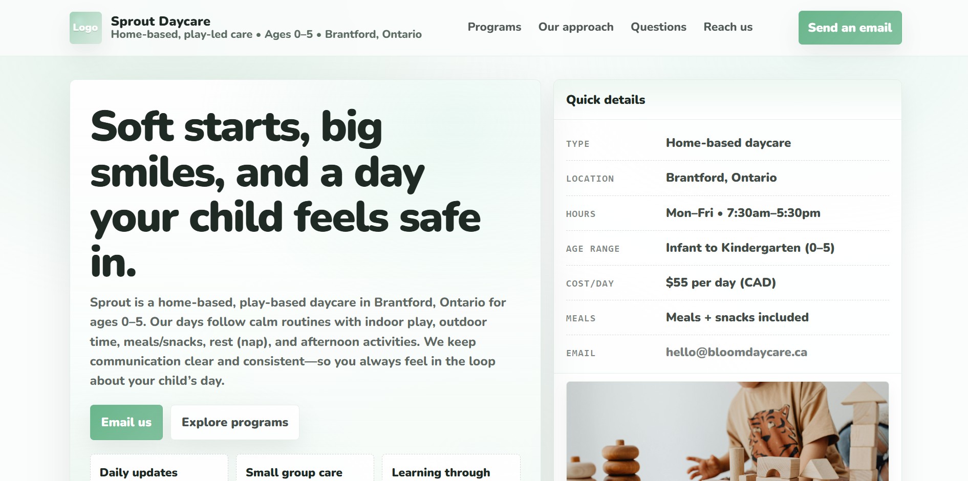 Sprout template preview